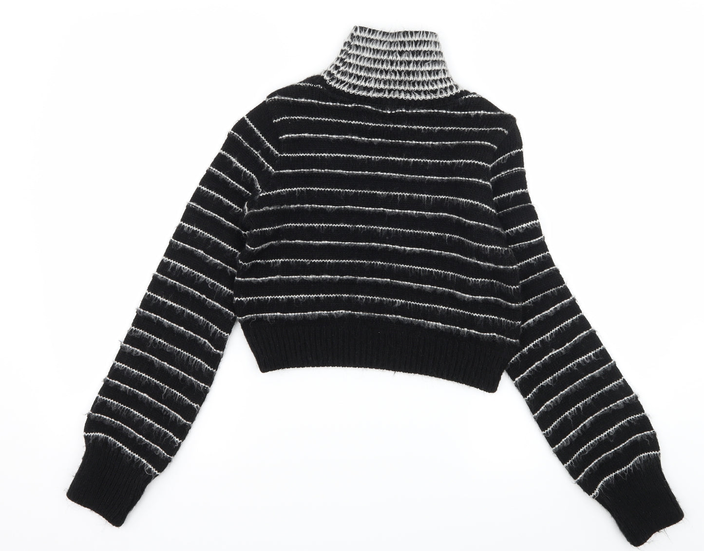 Preworn Womens Black Striped Knit Pullover Jumper Size L