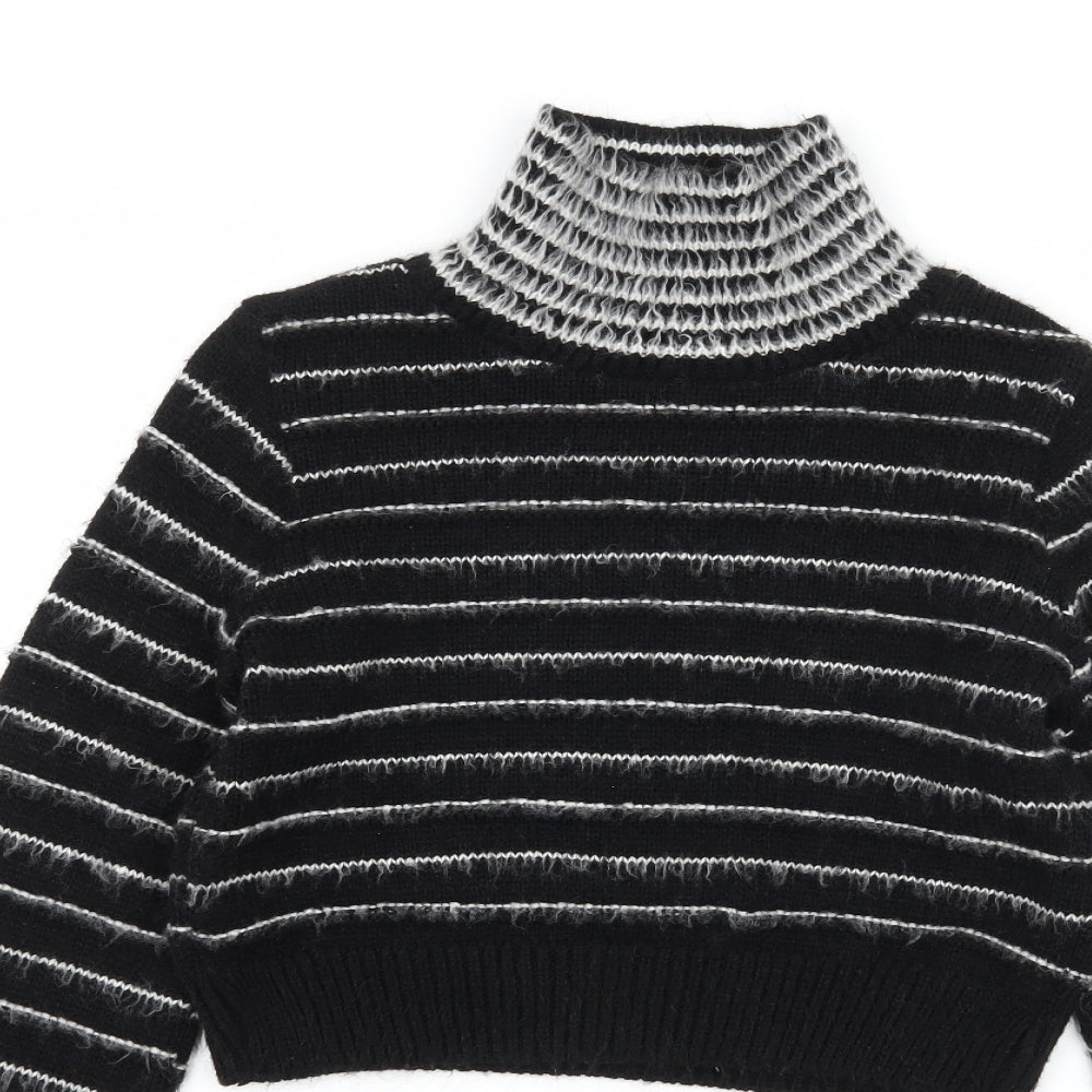 Preworn Womens Black Striped Knit Pullover Jumper Size L