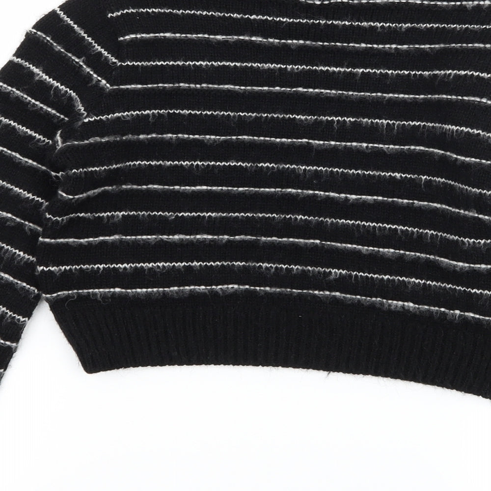 Preworn Womens Black Striped Knit Pullover Jumper Size L