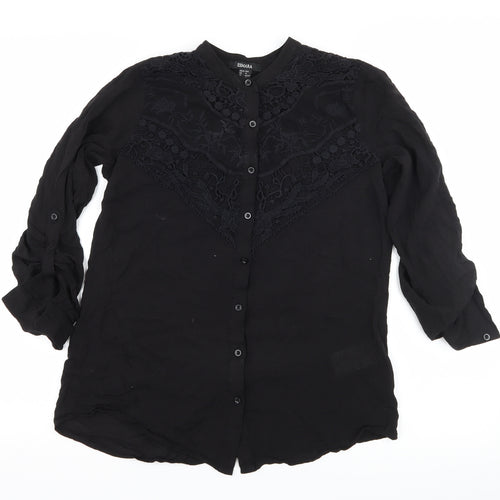 ESMARA Womens Black   Basic Blouse Size 14  - Crochet detail