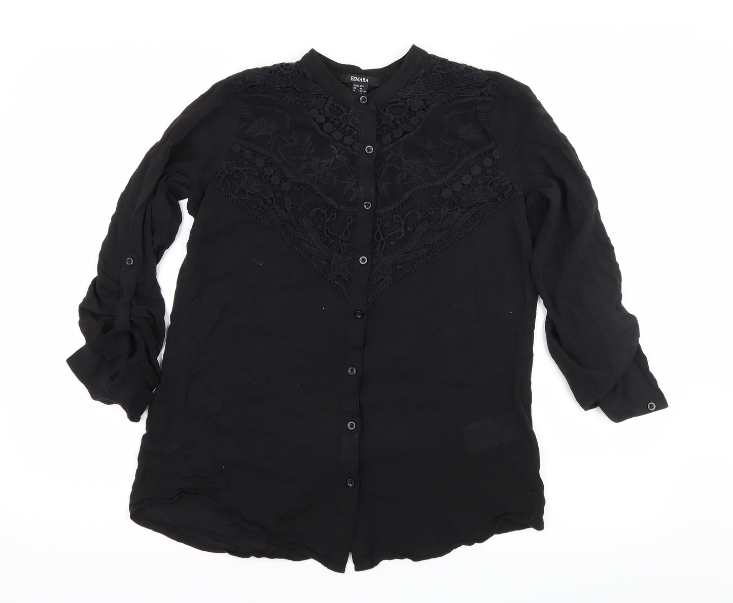 ESMARA Womens Black   Basic Blouse Size 14  - Crochet detail
