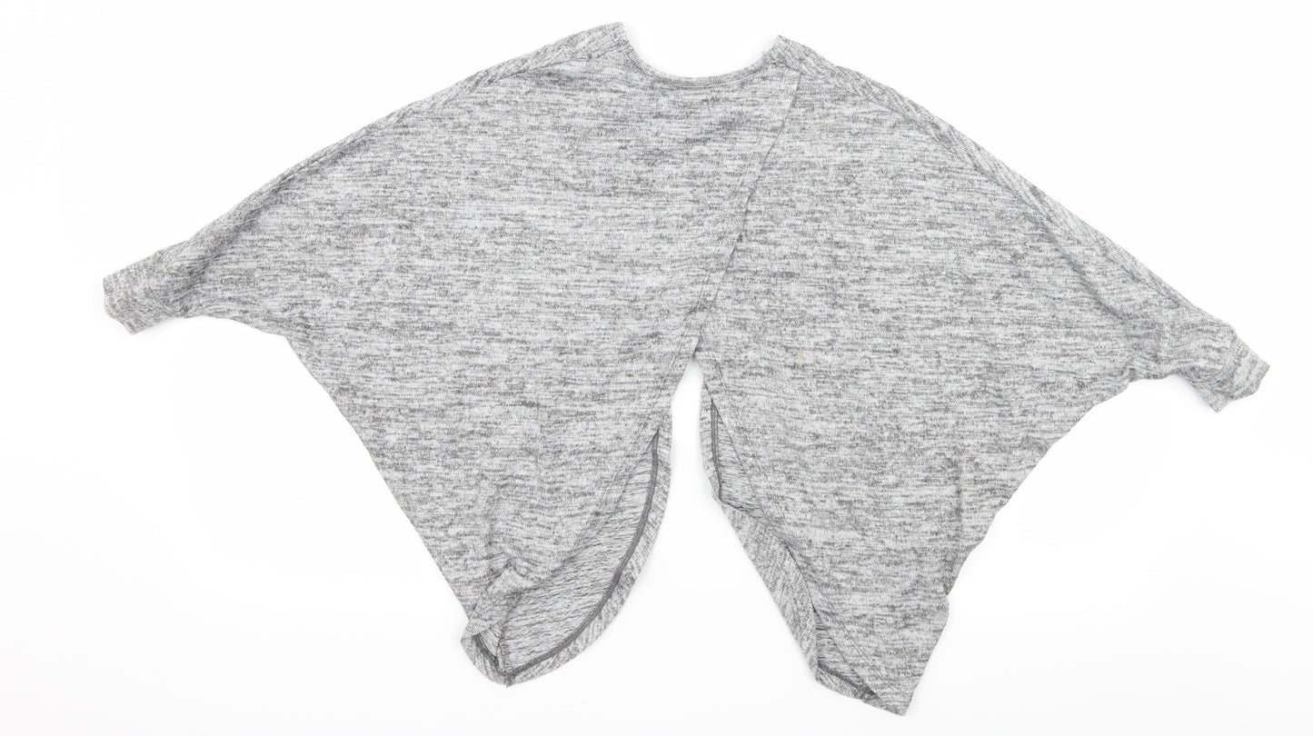 F&F Girls Grey  Knit Cardigan Jumper Size 7-8 Years  - Open back