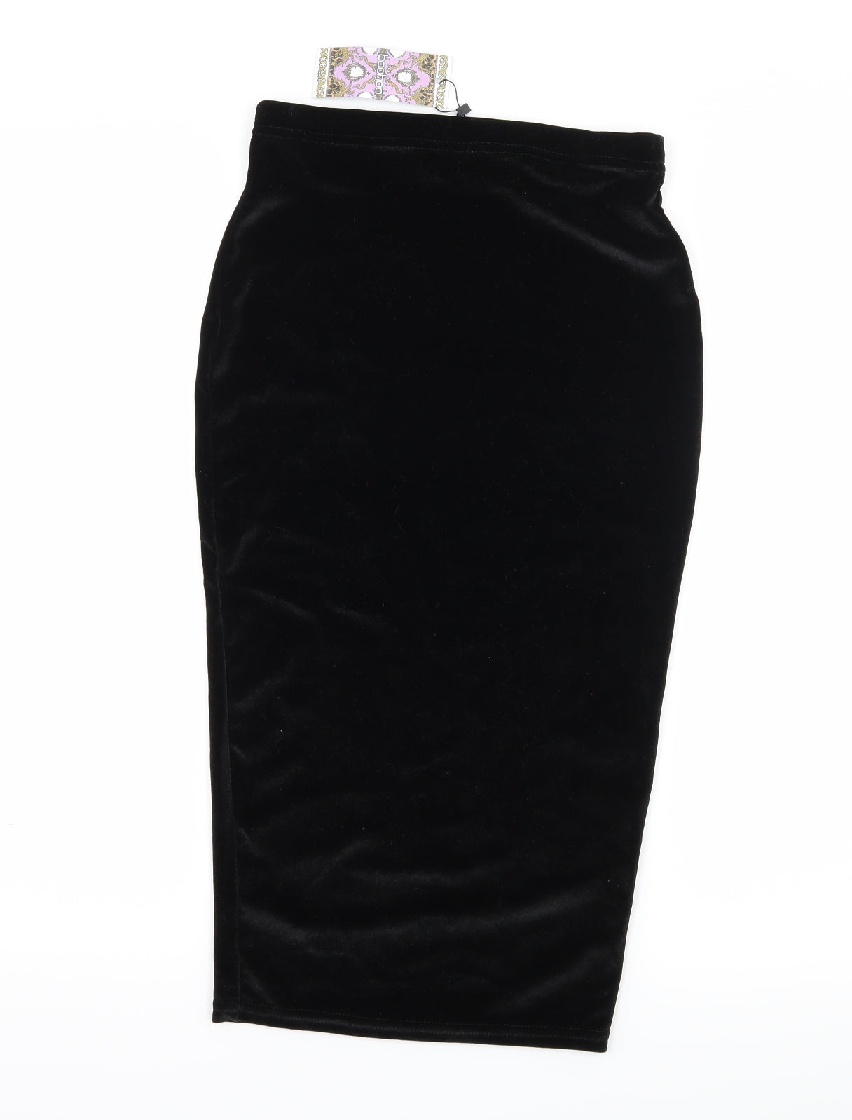 Boohoo Womens Black  Velvet Straight & Pencil Skirt Size 10