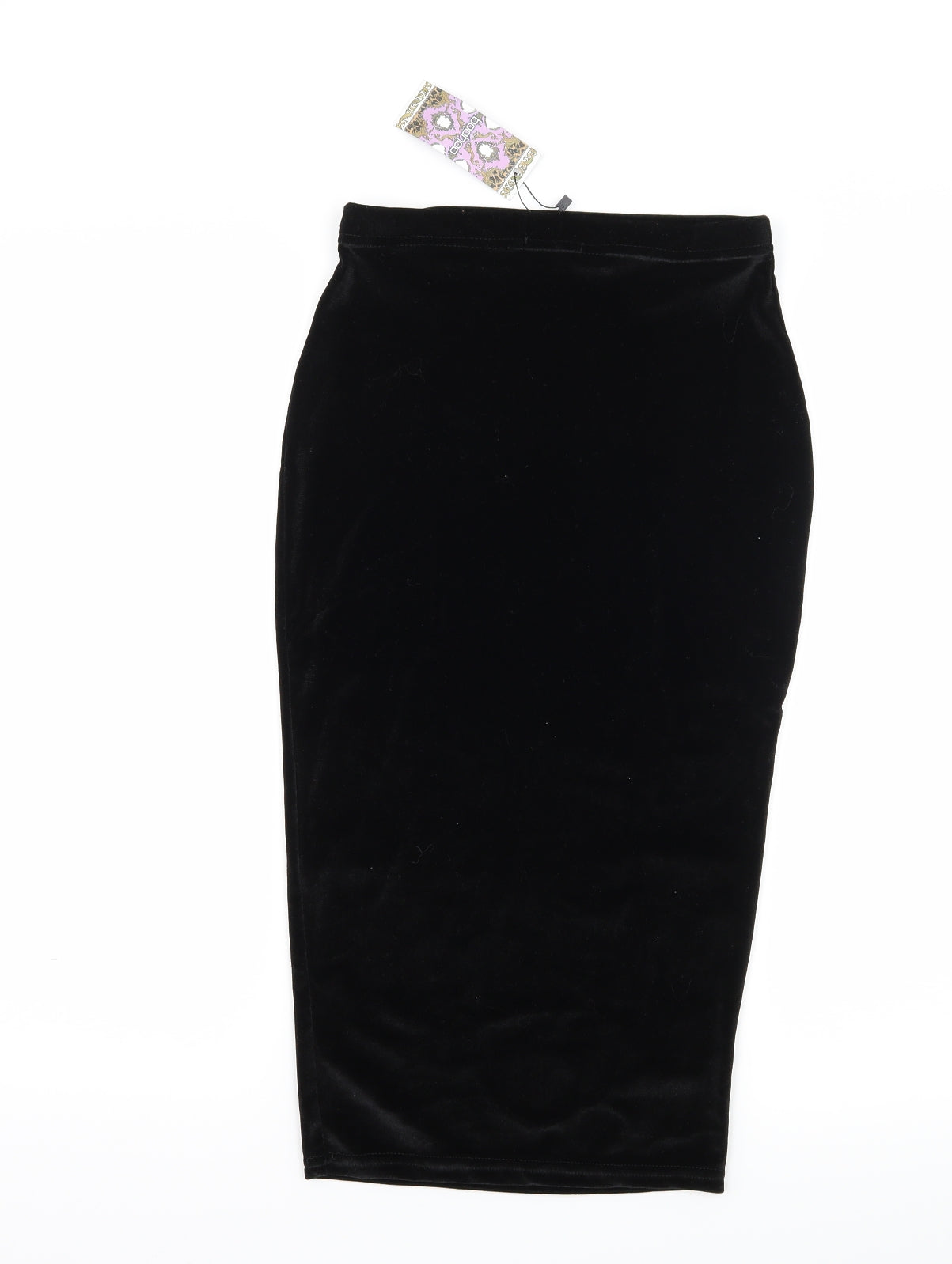 Boohoo Womens Black  Velvet Straight & Pencil Skirt Size 10