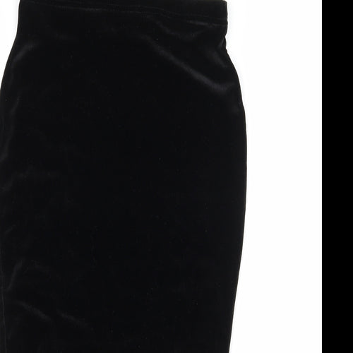 Boohoo Womens Black  Velvet Straight & Pencil Skirt Size 10