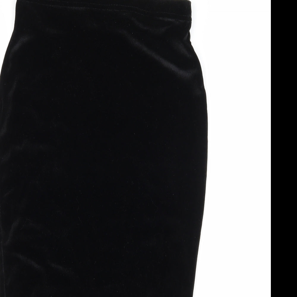 Boohoo Womens Black  Velvet Straight & Pencil Skirt Size 10