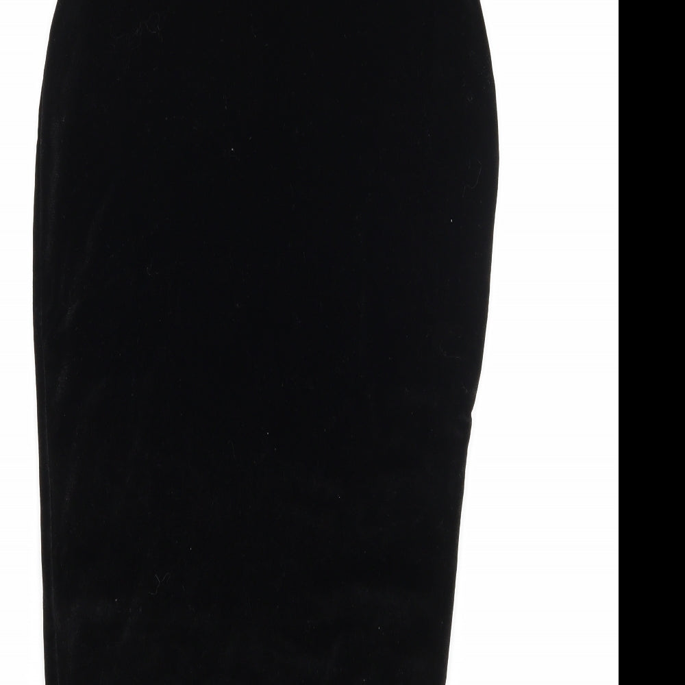 Boohoo Womens Black  Velvet Straight & Pencil Skirt Size 10