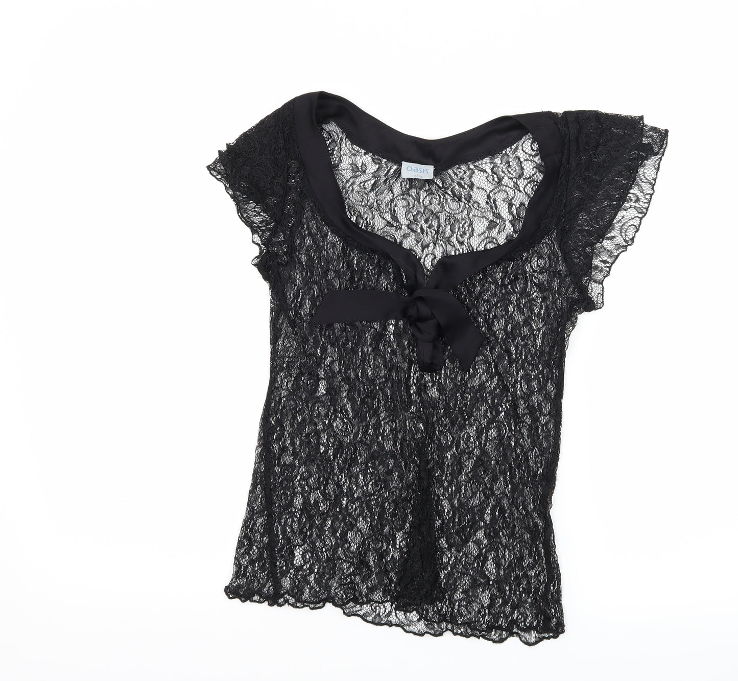 Oasis Womens Black  Lace Basic Blouse Size 10