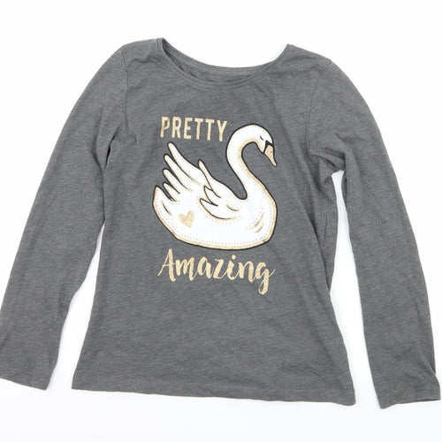Primark Girls Grey  Jersey Basic T-Shirt Size 9-10 Years  - Pretty Amazing