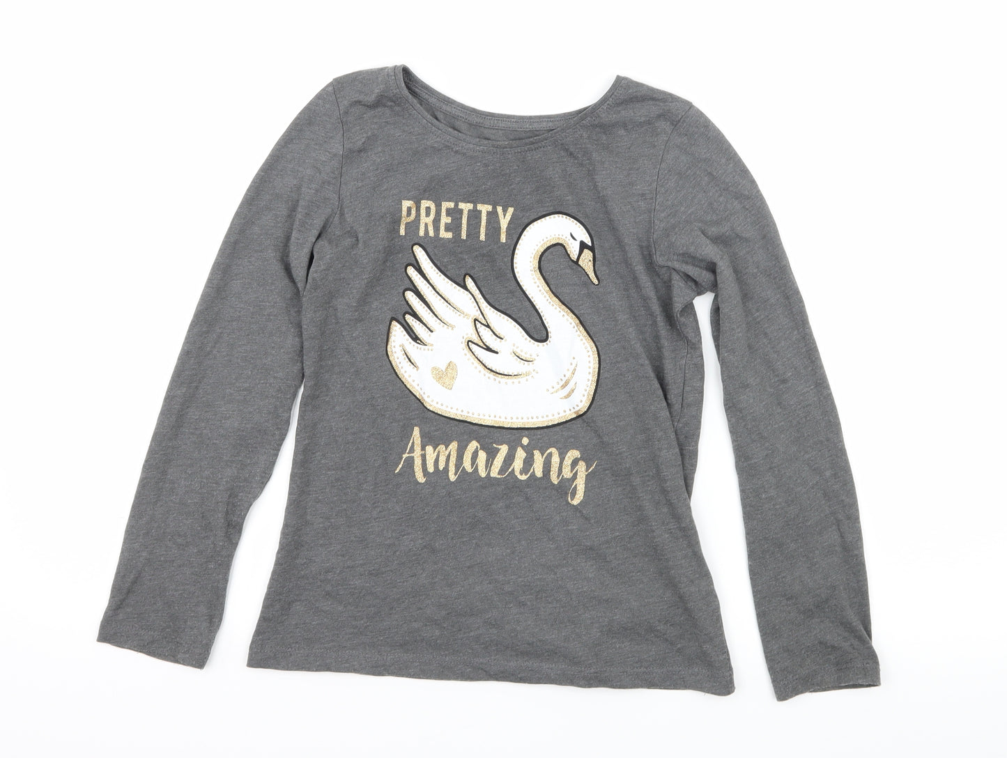 Primark Girls Grey  Jersey Basic T-Shirt Size 9-10 Years  - Pretty Amazing