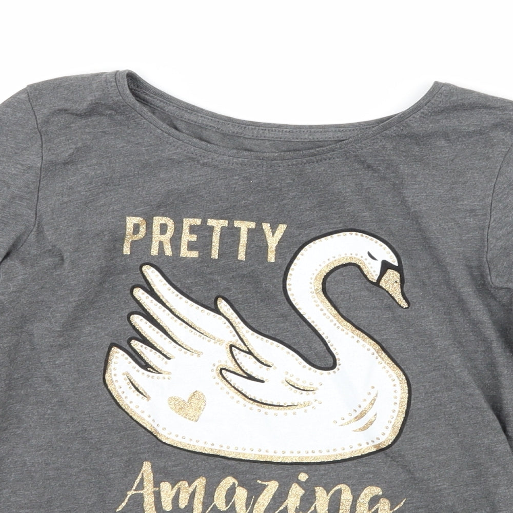 Primark Girls Grey  Jersey Basic T-Shirt Size 9-10 Years  - Pretty Amazing