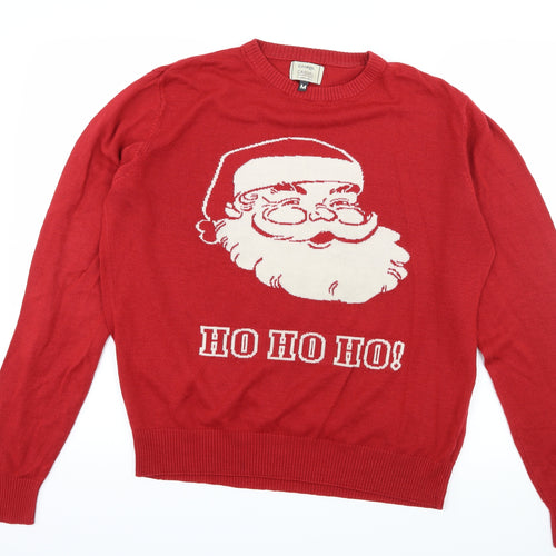 George Mens Red  Knit Pullover Jumper Size M  - Santa Ho Ho Ho