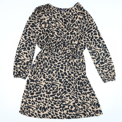 Marks and Spencer Womens Brown Animal Print Jersey Fit & Flare  Size 12