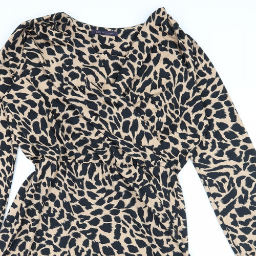 Marks and Spencer Womens Brown Animal Print Jersey Fit & Flare  Size 12
