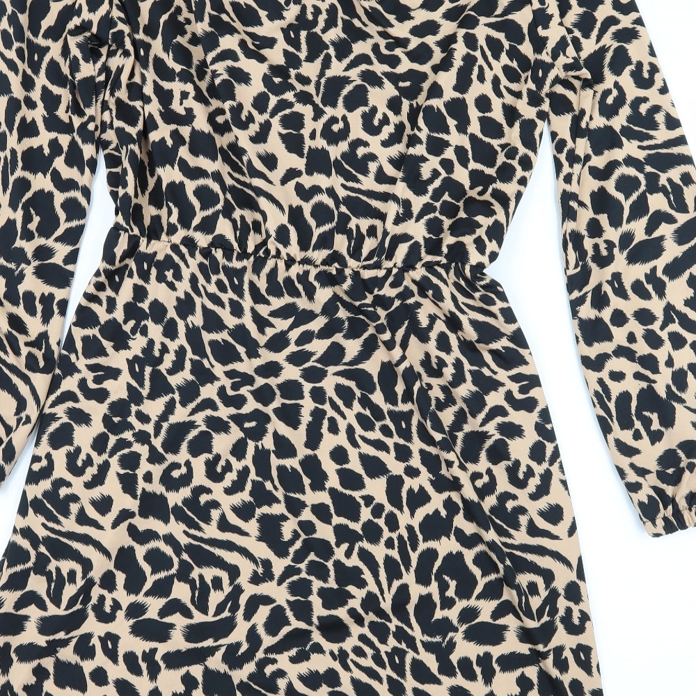 Marks and Spencer Womens Brown Animal Print Jersey Fit & Flare  Size 12