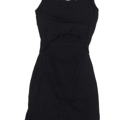 Boohoo Womens Black  Jersey Bodycon  Size 10  - Cut out front