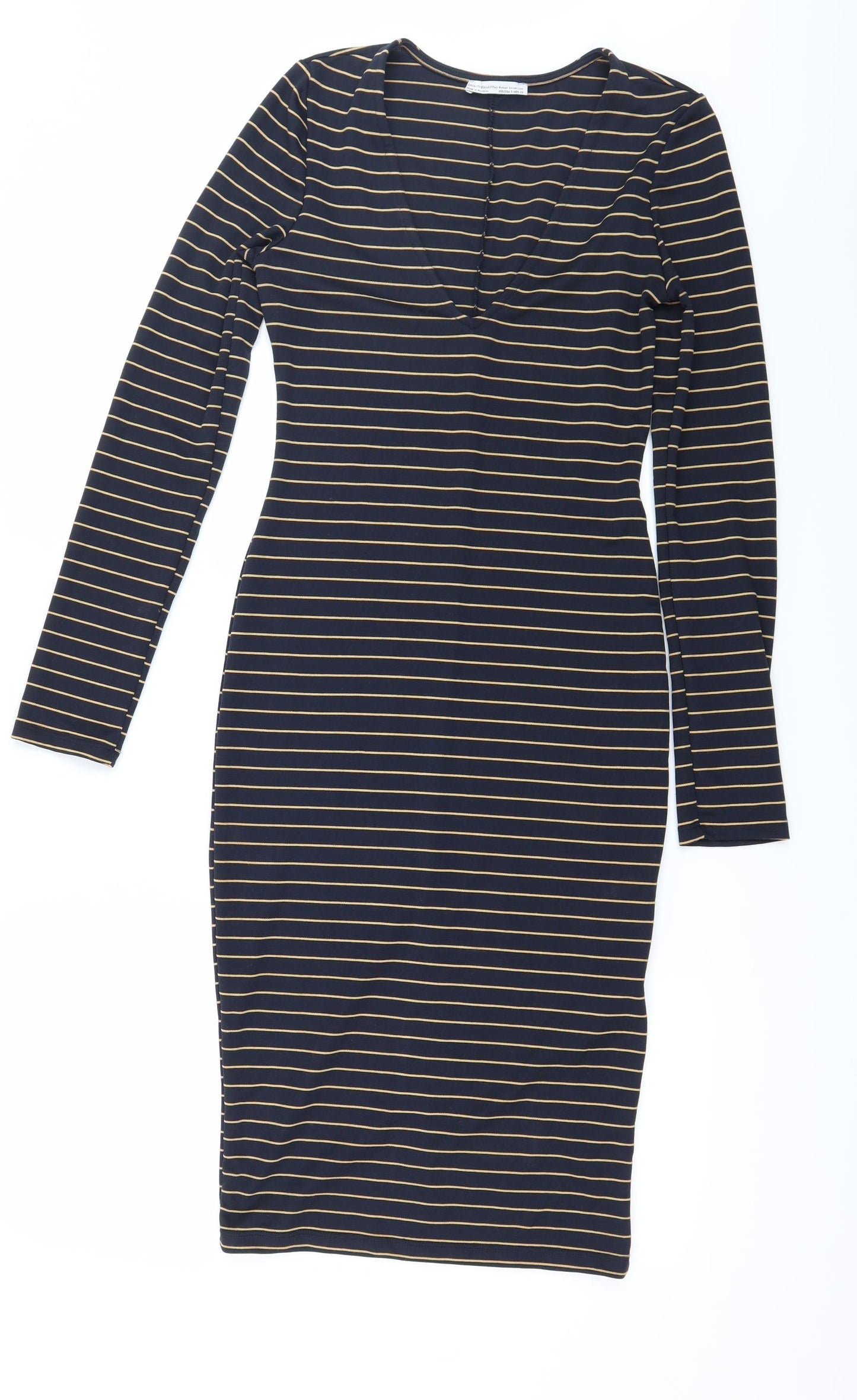 Zara Womens Blue Striped Jersey Bodycon  Size S