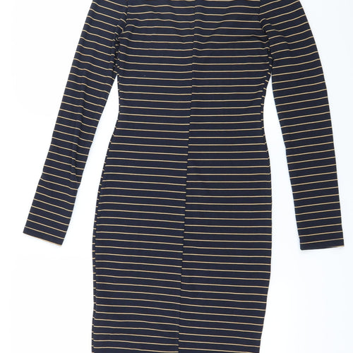 Zara Womens Blue Striped Jersey Bodycon  Size S