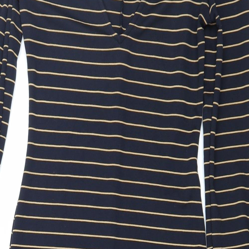 Zara Womens Blue Striped Jersey Bodycon  Size S