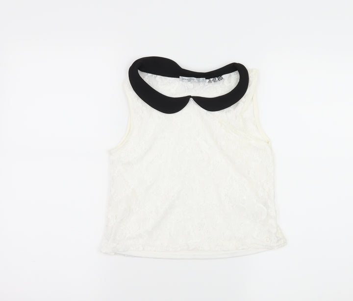 Jennyfer Womens White Lace Basic Tank Size S