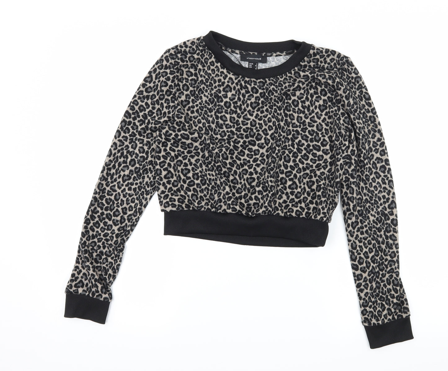 Atmosphere Womens Brown Animal Print Jersey Pullover Sweatshirt Size 6