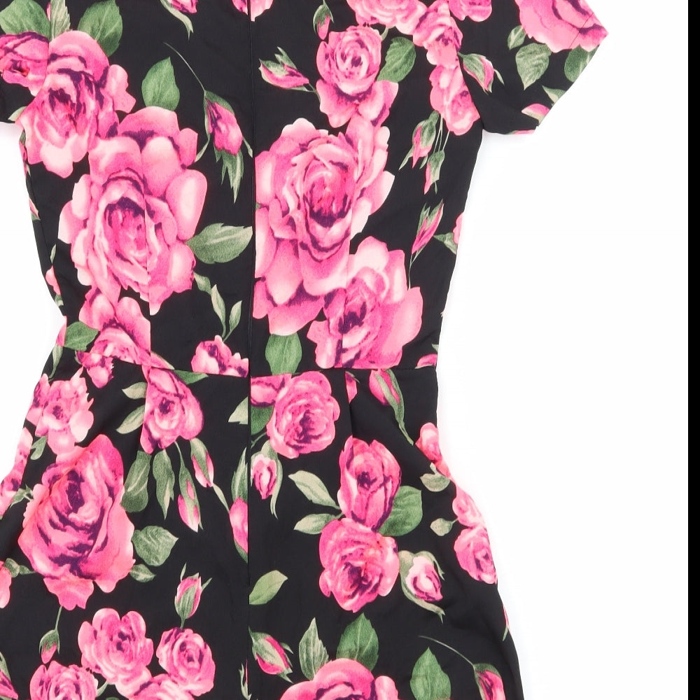 AX Paris Womens Black Floral  Playsuit One-Piece Size 8 L3 in