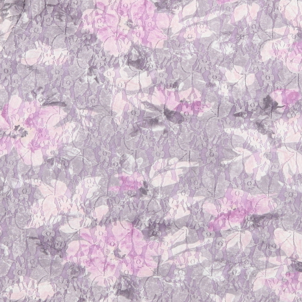 Berkertex Womens Purple Floral Lace Basic T-Shirt Size 18