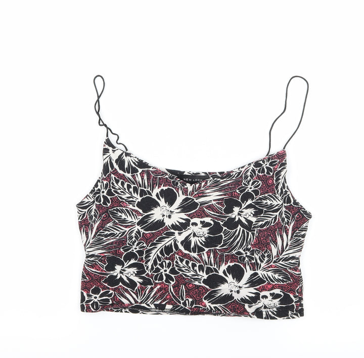 New Look Womens Black Floral Jersey Camisole Tank Size 10