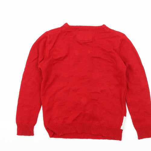 Primark Boys Red  Knit Pullover Jumper Size 8-9 Years  - Christmas Rudolph