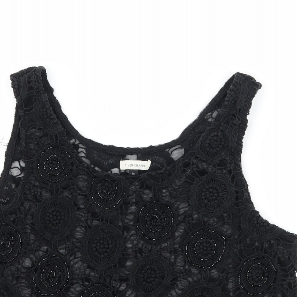 River Island Womens Black   Basic Tank Size 14  - sheer