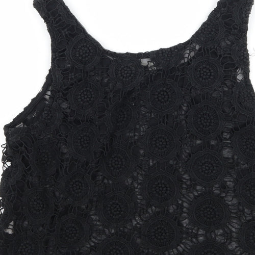 River Island Womens Black   Basic Tank Size 14  - sheer