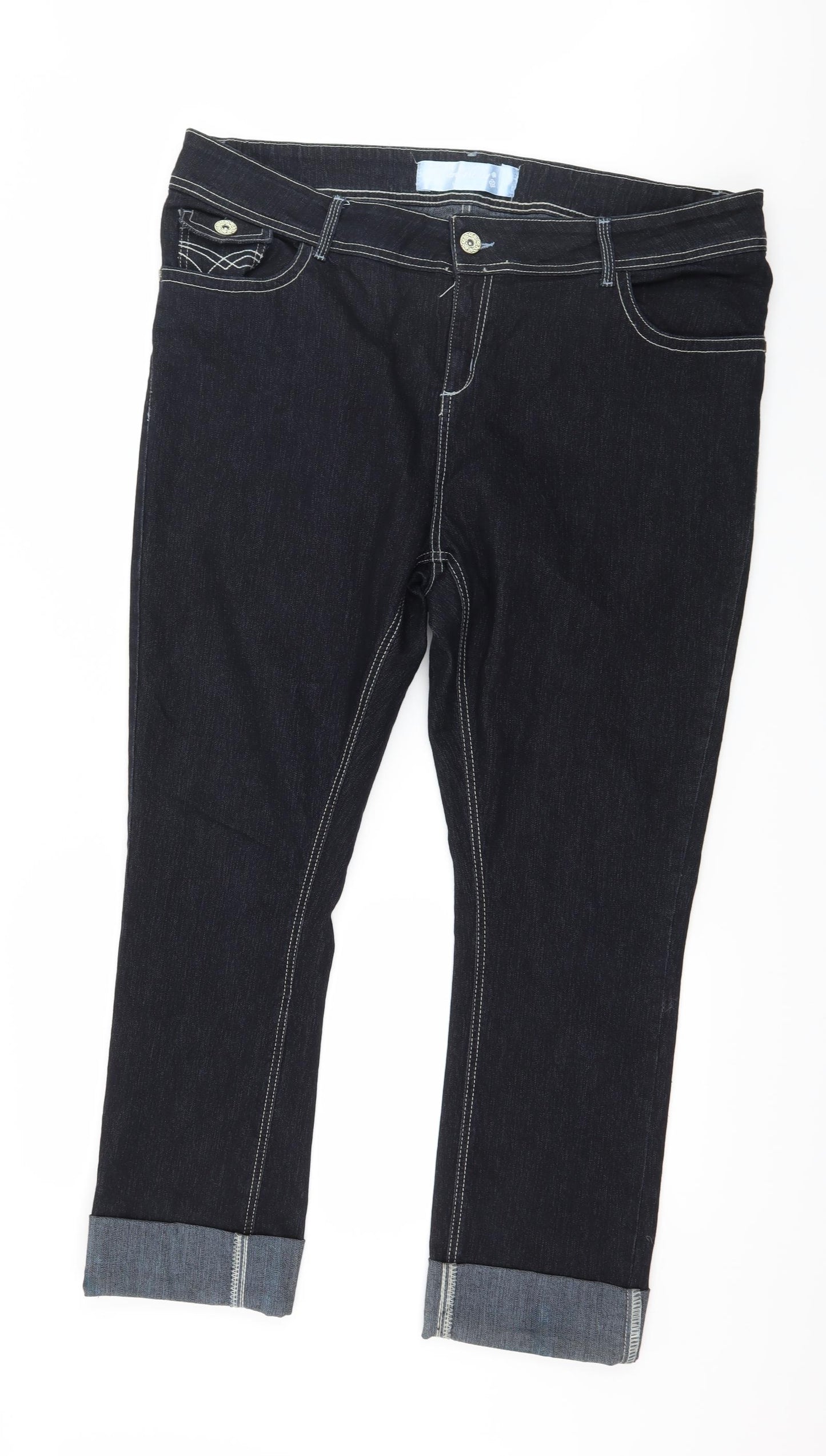 Evans Womens Blue  Denim Straight Jeans Size 22 L27 in