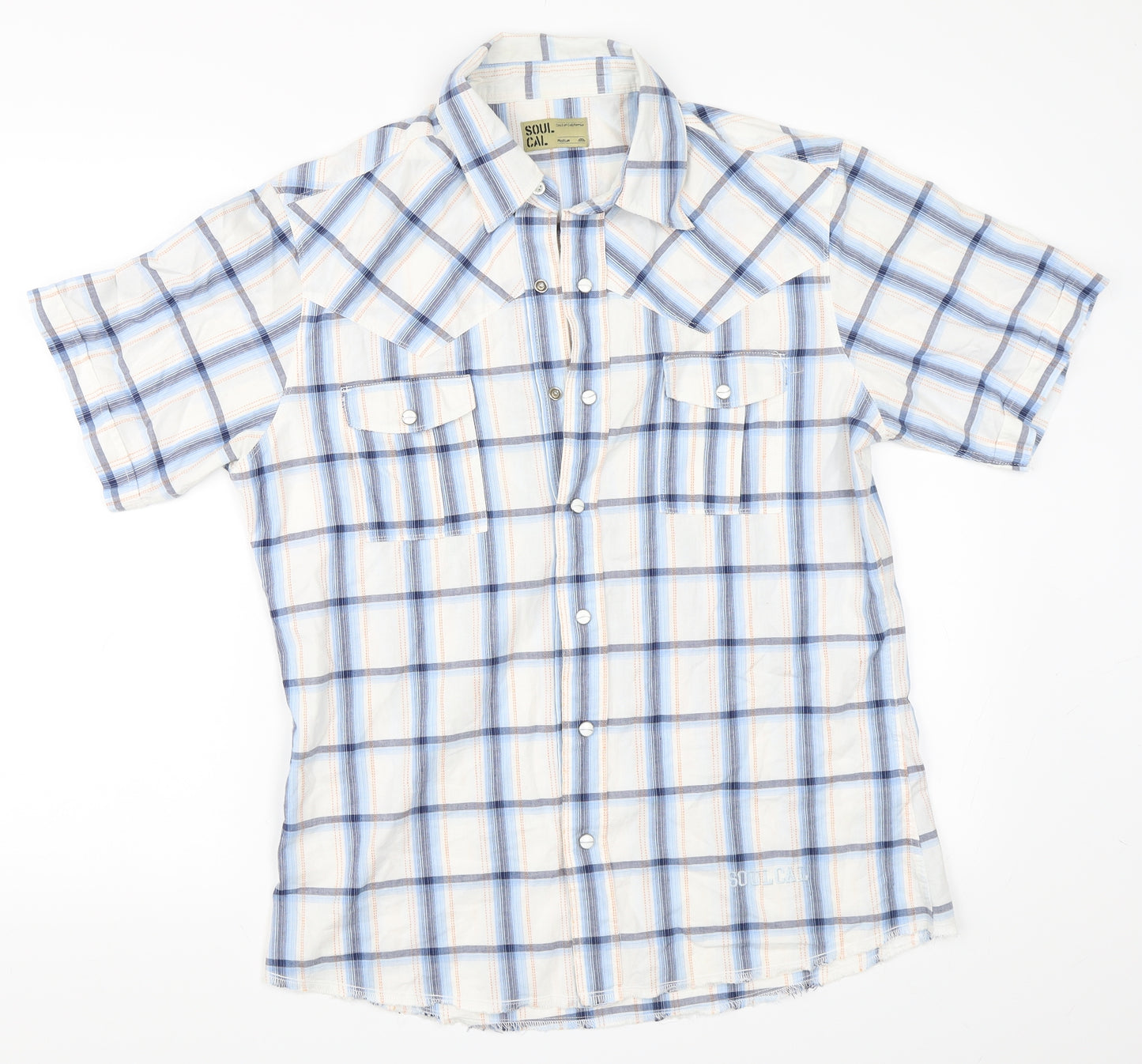 SoulCal Mens White Check   Button-Up Size M