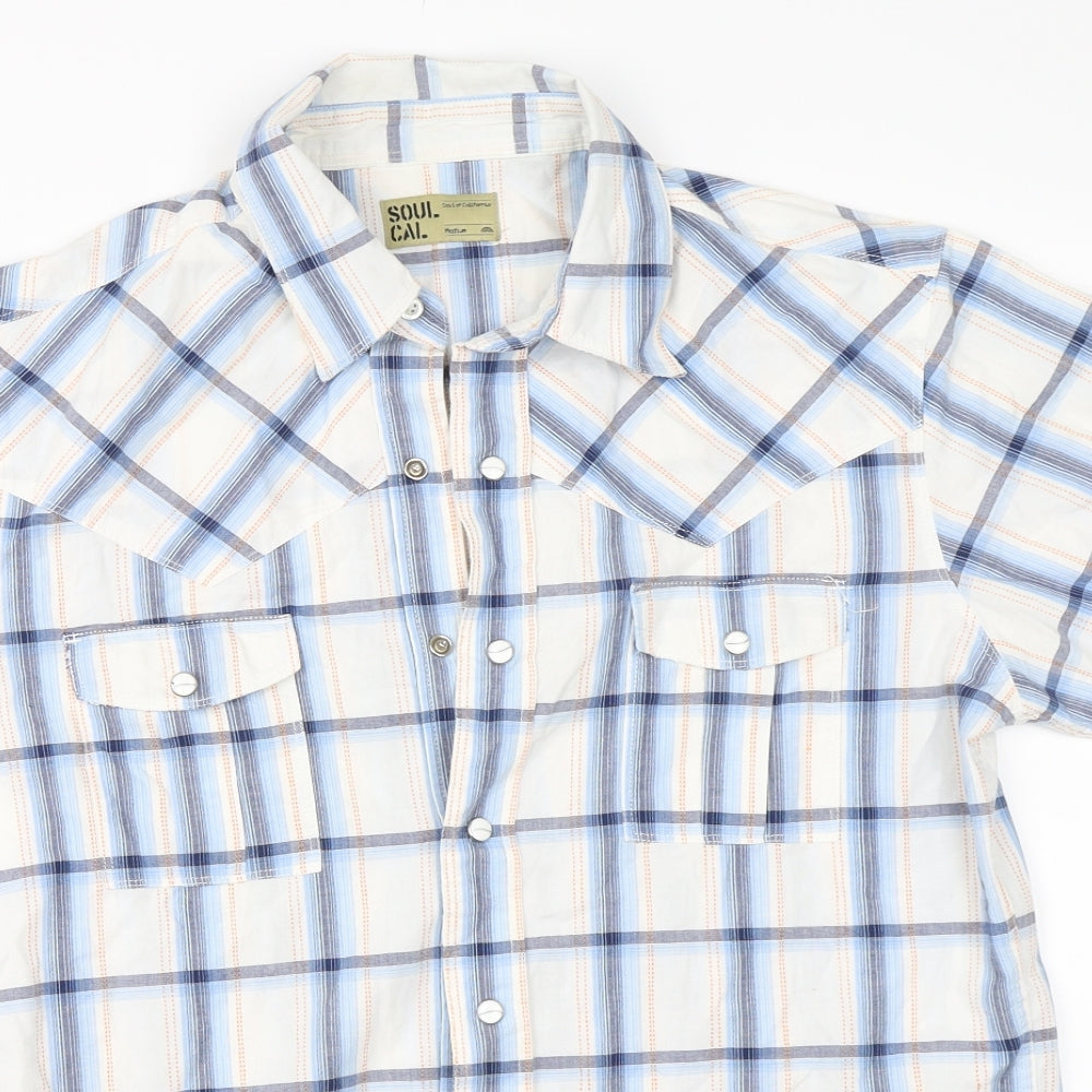 SoulCal Mens White Check   Button-Up Size M