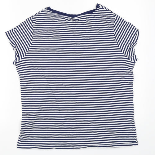 F&F Womens Blue Striped  Basic T-Shirt Size 16