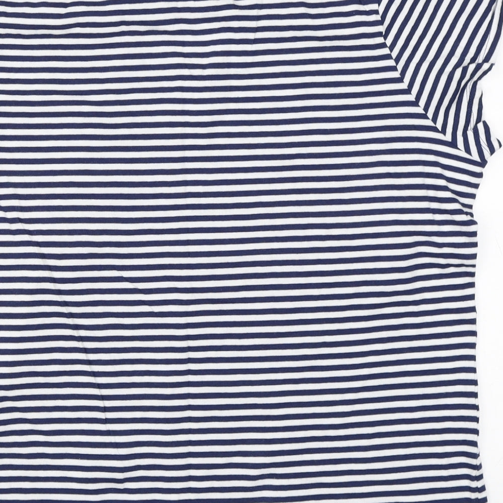 F&F Womens Blue Striped  Basic T-Shirt Size 16
