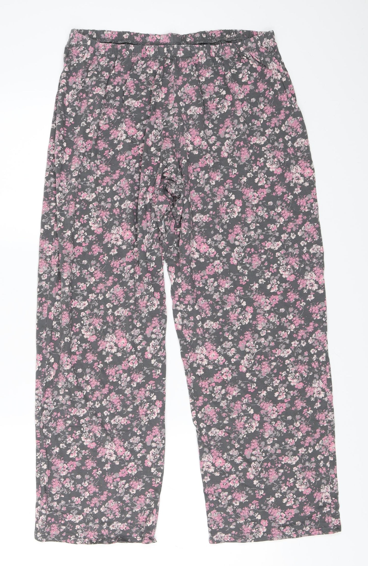 Marks and Spencer Womens Grey Floral   Pyjama Pants Size 16