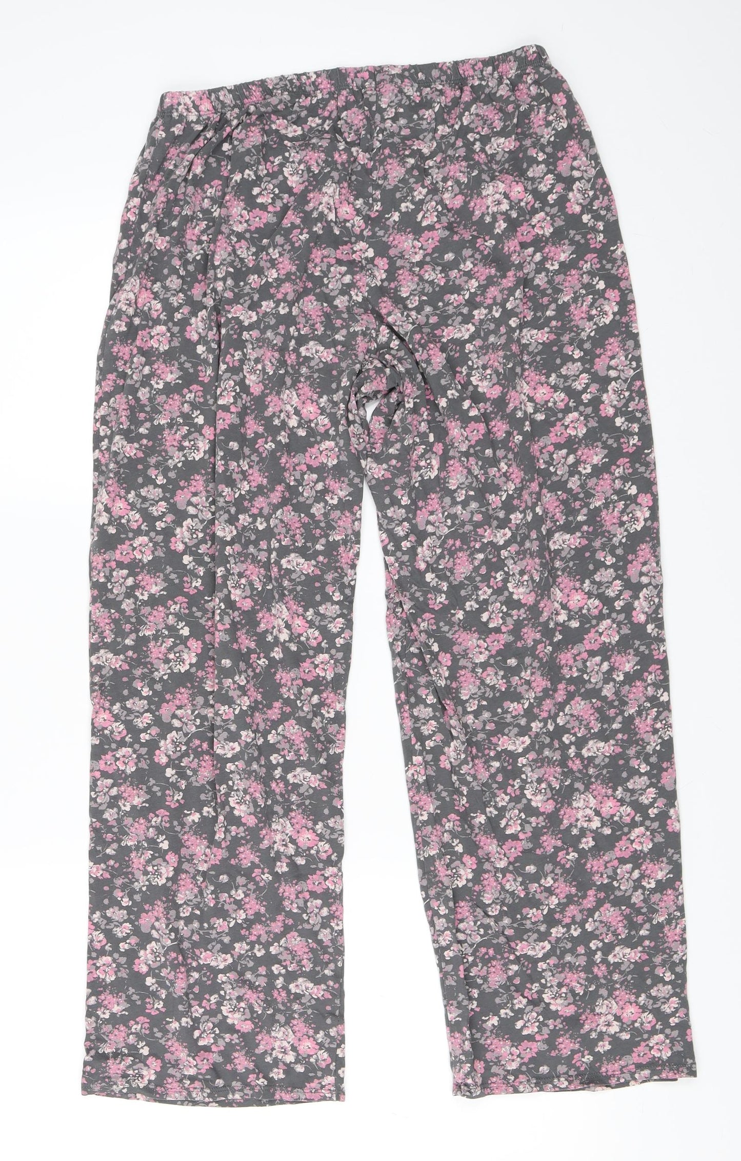 Marks and Spencer Womens Grey Floral   Pyjama Pants Size 16