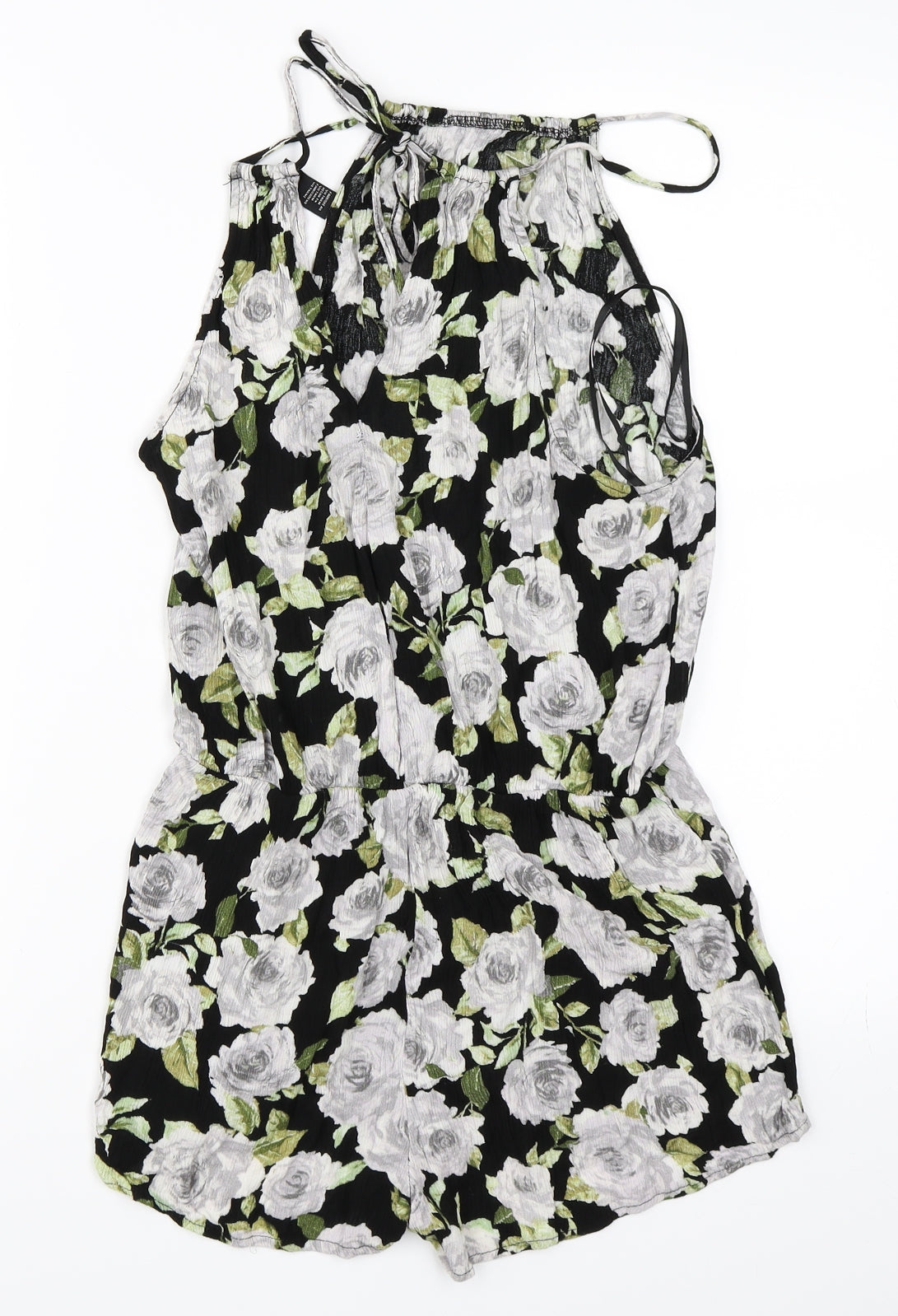 FOREVR 21 Womens Black Floral  Playsuit One-Piece Size L