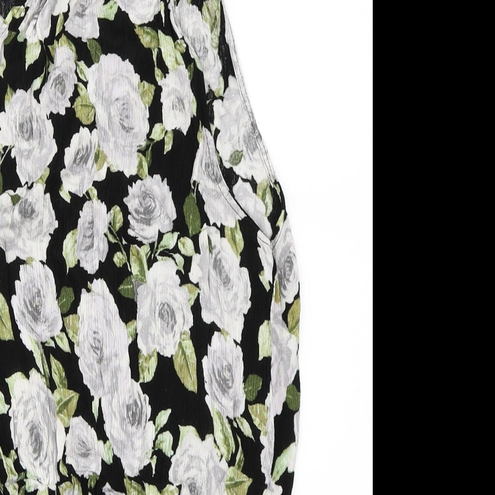 FOREVR 21 Womens Black Floral  Playsuit One-Piece Size L