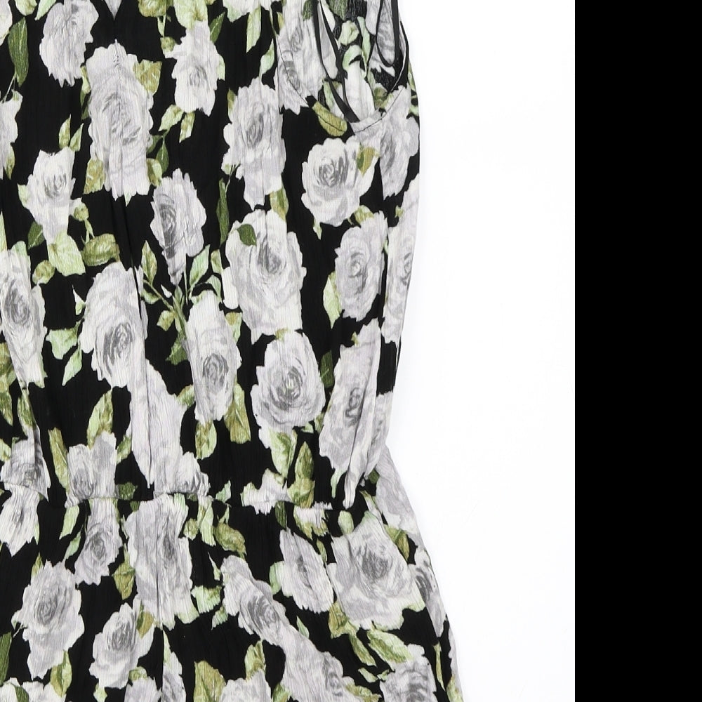 FOREVR 21 Womens Black Floral  Playsuit One-Piece Size L