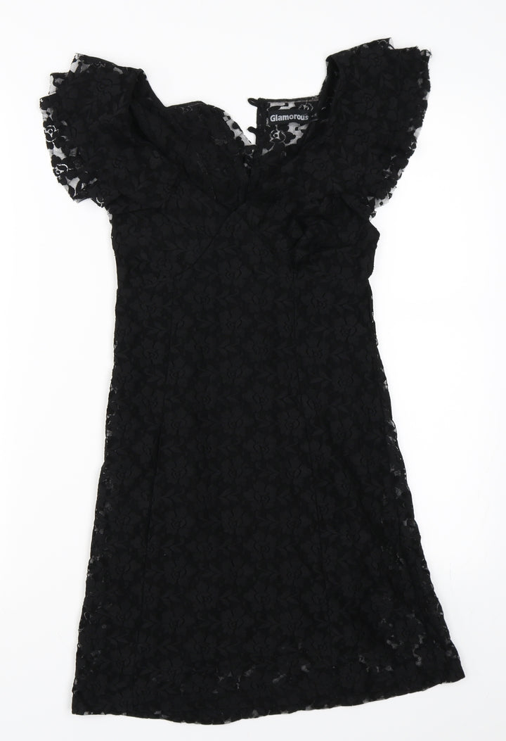 Glamorous Womens Black  Lace Shift  Size 8