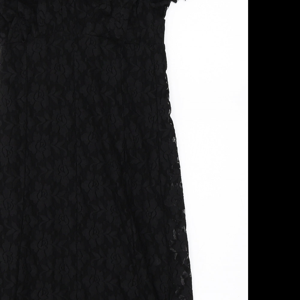 Glamorous Womens Black  Lace Shift  Size 8