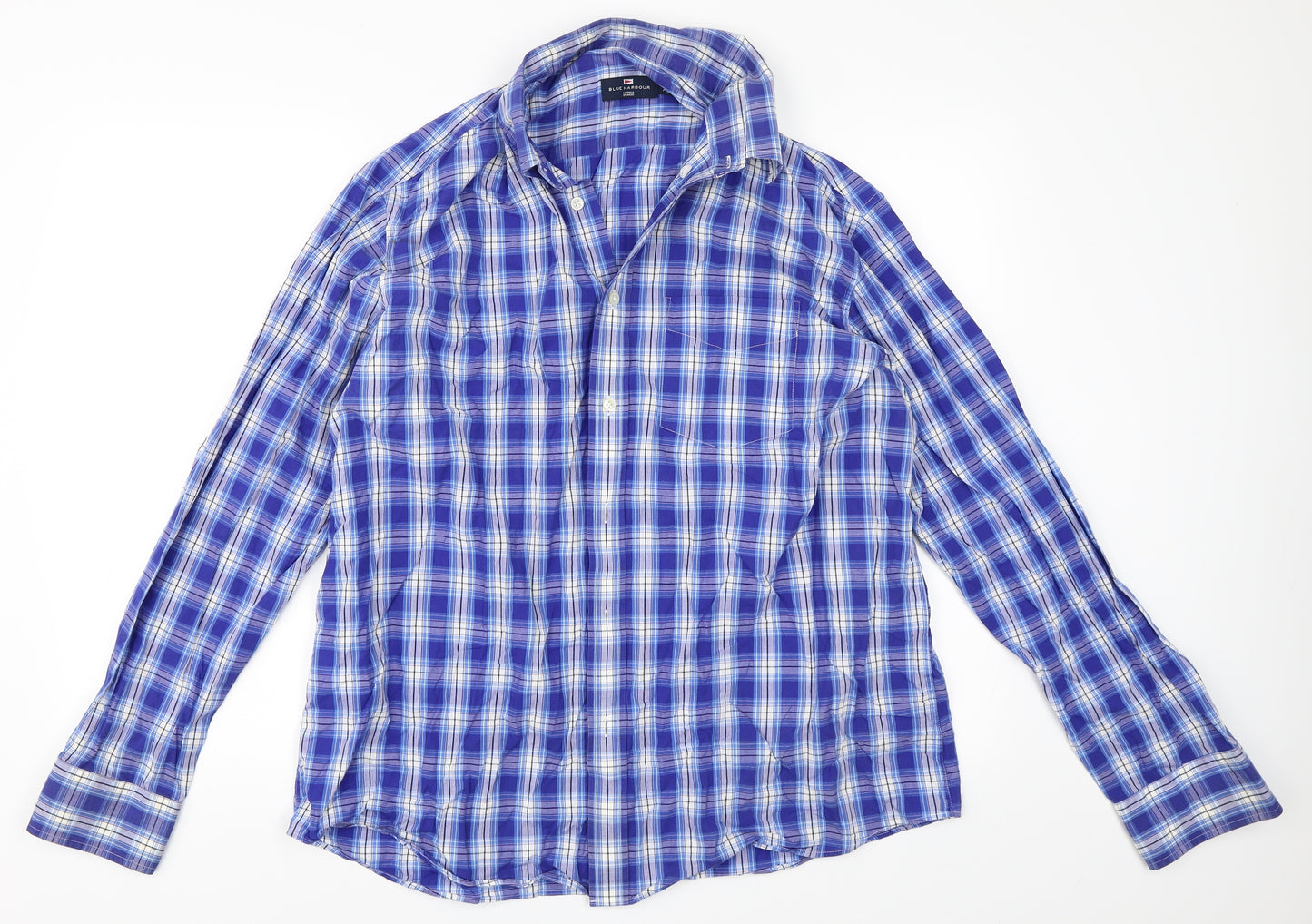 Marks and Spencer Mens Blue Check   Button-Up Size XL