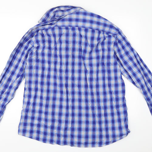 Marks and Spencer Mens Blue Check   Button-Up Size XL