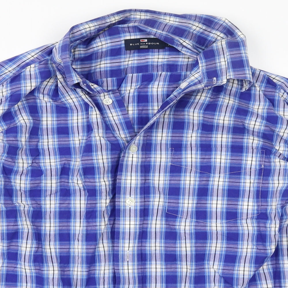 Marks and Spencer Mens Blue Check   Button-Up Size XL