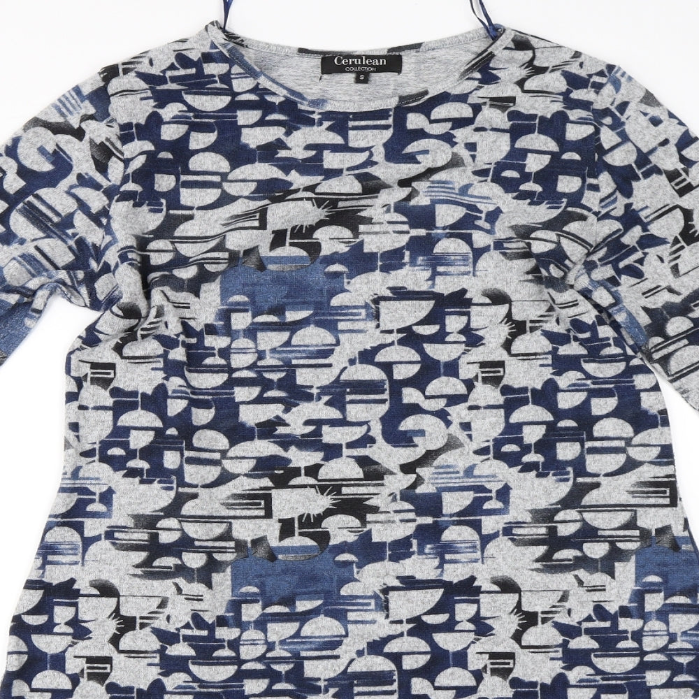 Cerulean Womens Grey Geometric  Jumper Dress  Size S