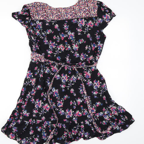 Oasis Womens Black Floral  Skater Dress  Size 16