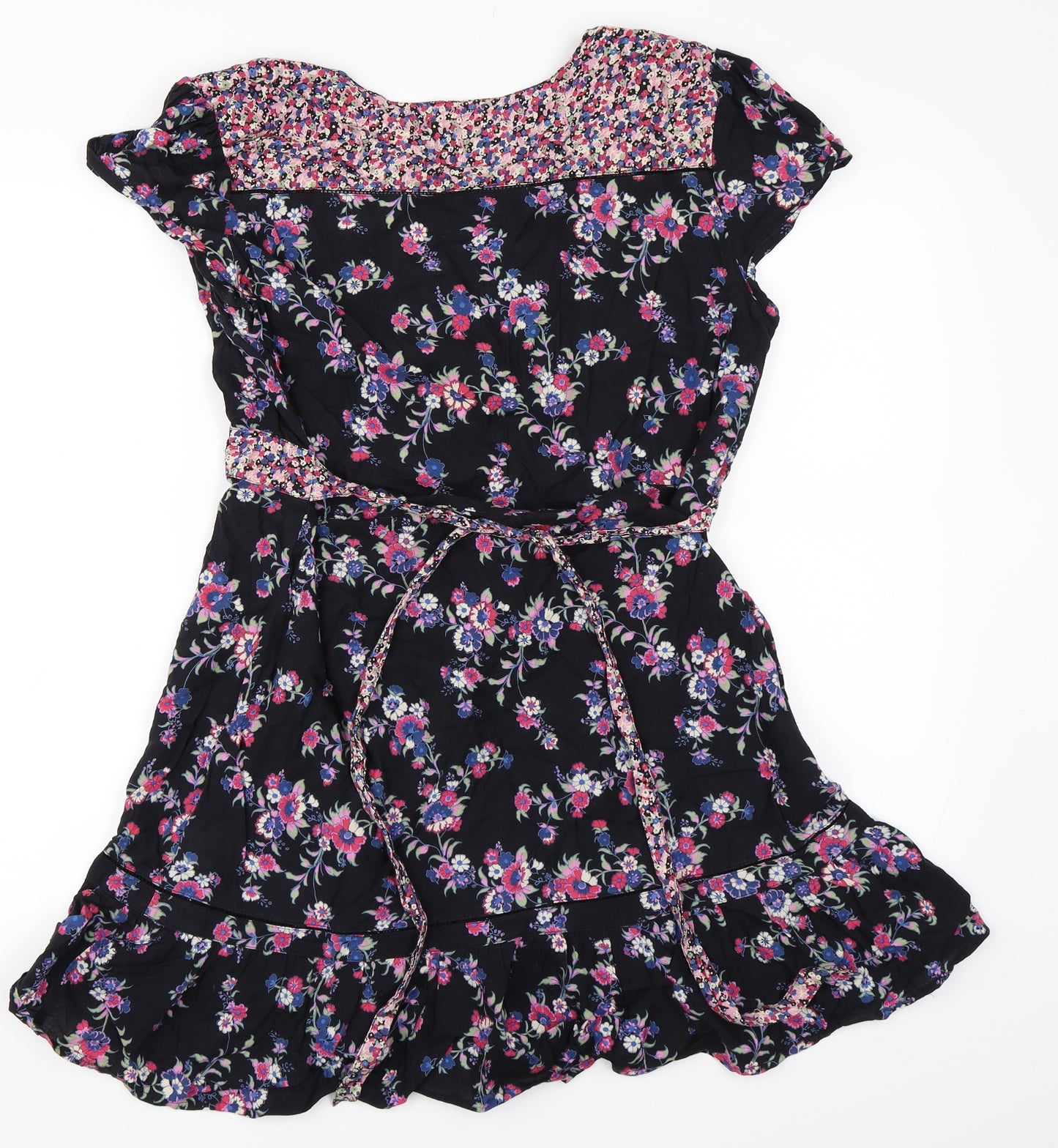Oasis Womens Black Floral  Skater Dress  Size 16