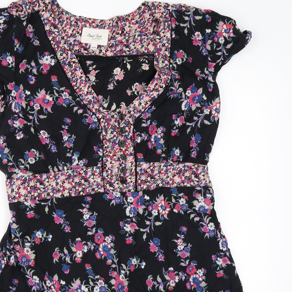 Oasis Womens Black Floral  Skater Dress  Size 16